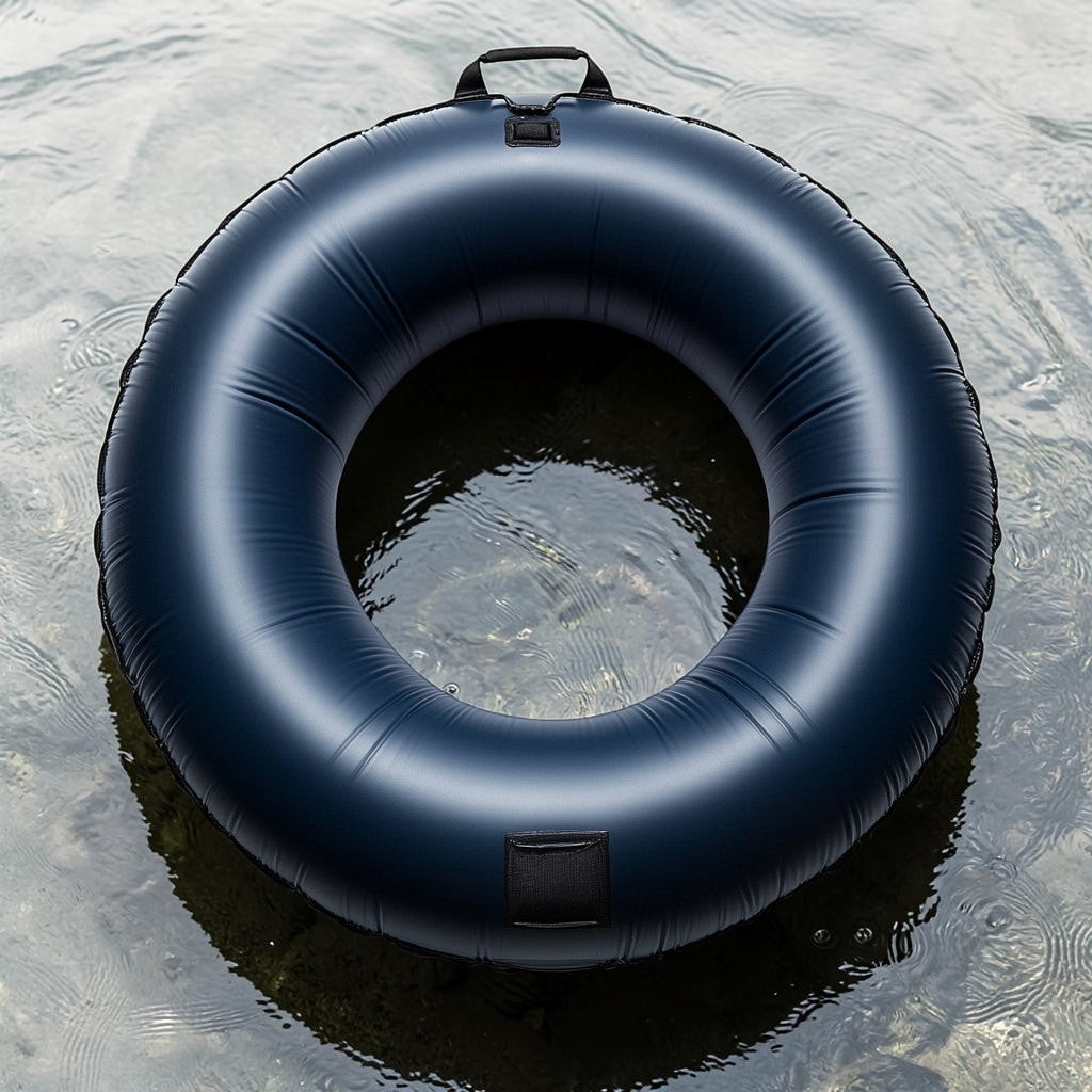 Lyxon Heavy Duty Pool Float - Reinforced Inflatable River Tube with 2 Grab Handles - Puncture Resistant - Swimming Ring for Lakes and Pools - Blue