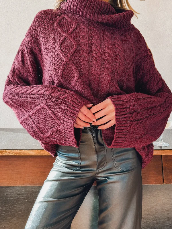 Ripped and distressed women's sweaterLaken Knit Sweater in Wine