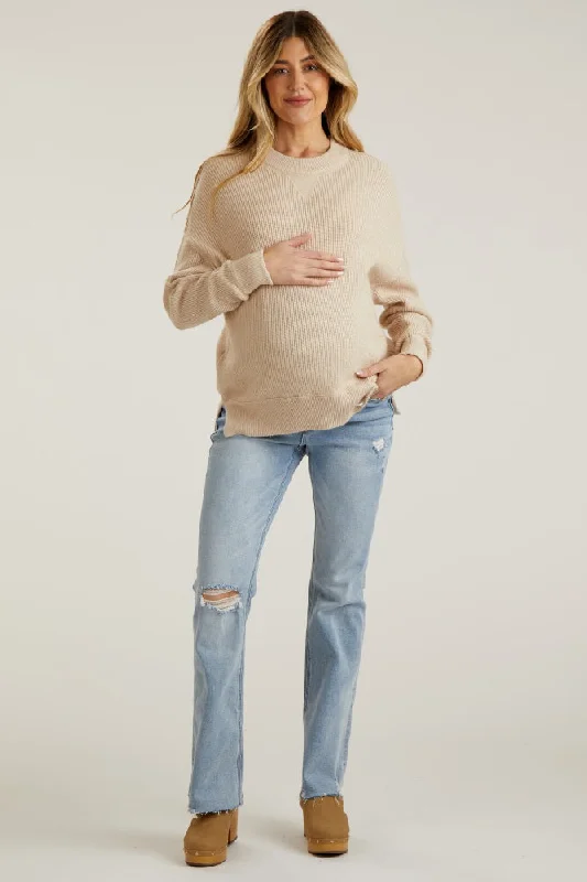 Jeans with a classic straight leg and fitted waist for a flattering silhouetteLight Blue Distressed Bootcut Maternity Jeans