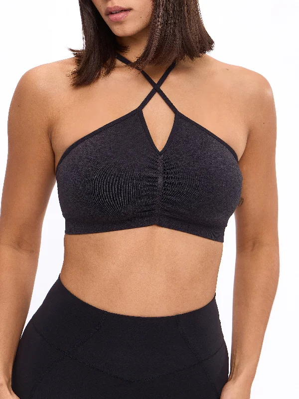 sheer lingerie with lace details on the backWonder Seamless Sports Bra - Black