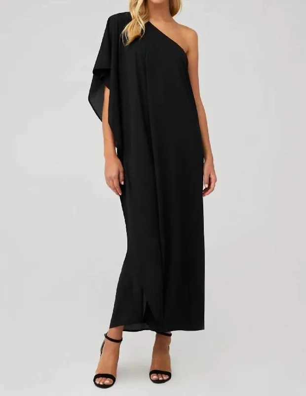 Silk dresses for womenOne Shoulder Tropez Maxi Dress In Black