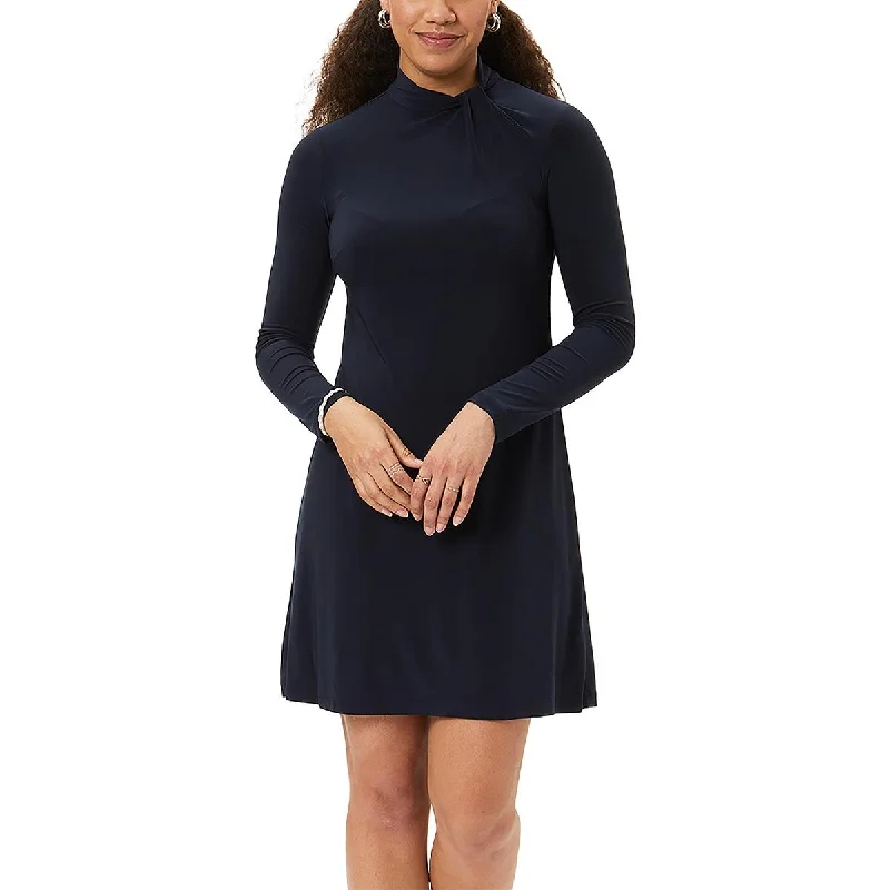 High-neck dresses for womenWomens Fit & Flare Mini Wear To Work Dress