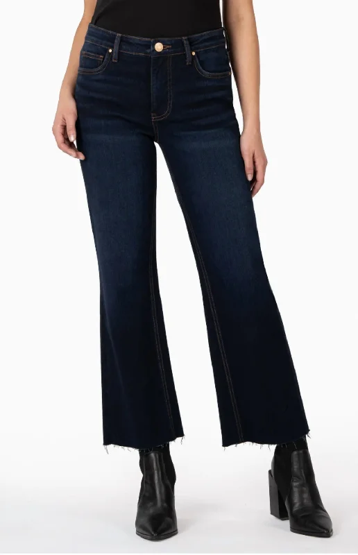 Selvedge denim women's jeansKelsey High Rise Flare With Inset Leg Jeans In Investing