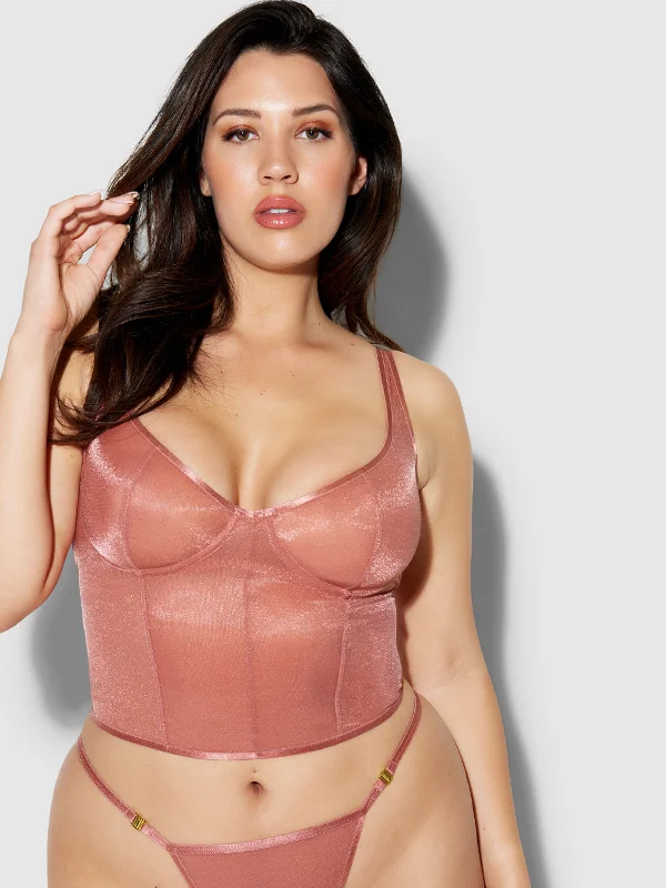 lingerie with sheer panelsPia Unlined Underwire Mesh Bustier