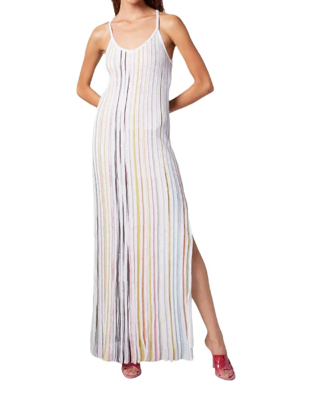 Strapless dresses for womenLinear Stripe Maxi Dress In White Multi