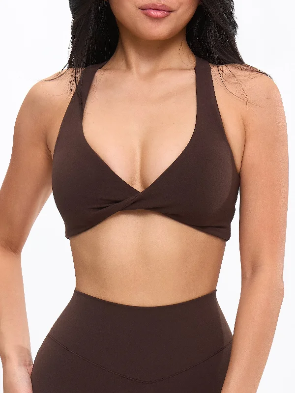 wireless bra for womenDouble Twist Sports Bra - Cold Brew