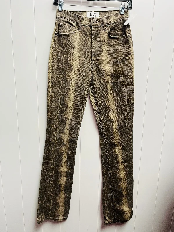 Jeans with embroidery for womenJeans Flared By Reformation In Brown Denim, Size: 4