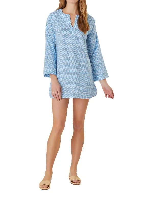 Winter dresses for cold weatherMini Kaftan Dress In Seaside Blue