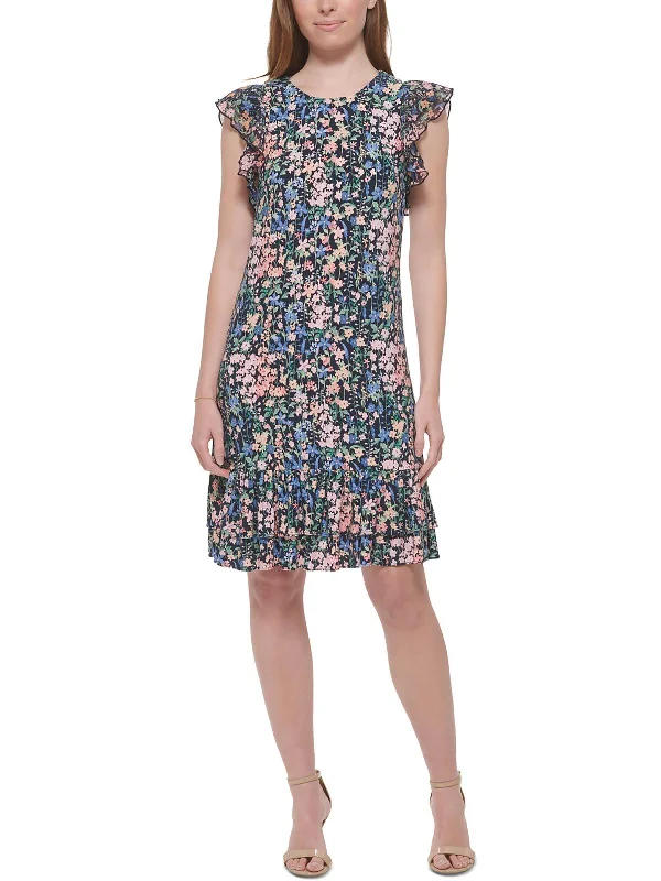 Mother-of-the-bride dressesPetites Womens Floral Print Polyester Mini Dress