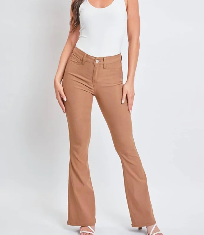 Jeans with a relaxed fit and slight flare at the legs for a retro vibeHyperstretch High Rise Flare Jean In Almond