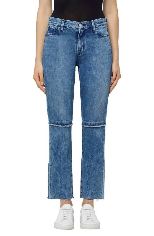 Plus-size jeans for confidence and comfortRuby Frayed Cropped Straight Raw Hem High Rise Jeans In Blue