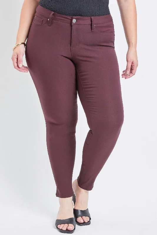 Jeans with studs and spikes for womenMissy Plus Size Hyperstretch Skinny Jeans In Dark Berry