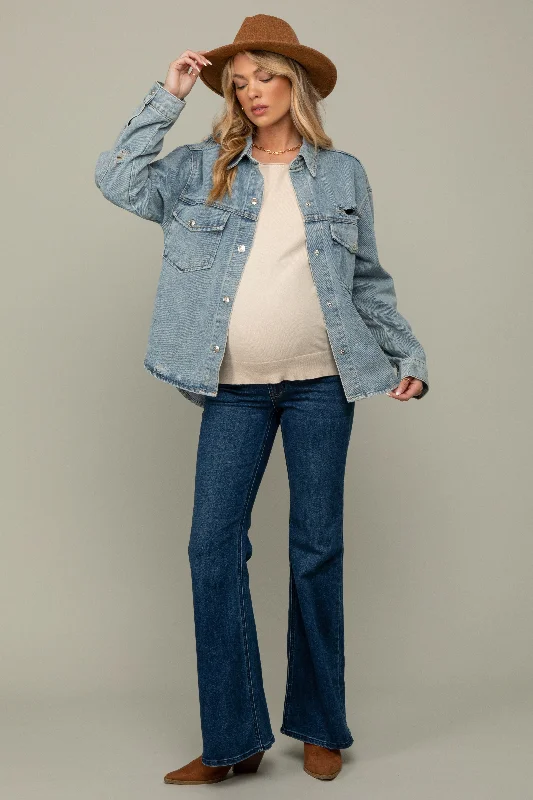 Jeans with a classic five-pocket designNavy Blue Flare Leg Maternity Jeans