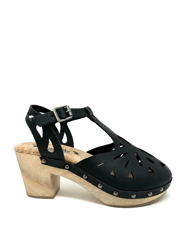 lingerie with lace inserts on the sidesEsther Clog in Black from Novacas