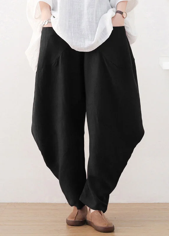 Tennis skirts for womenBlack Elastic Waist Pockets Wide Leg Pants Fall