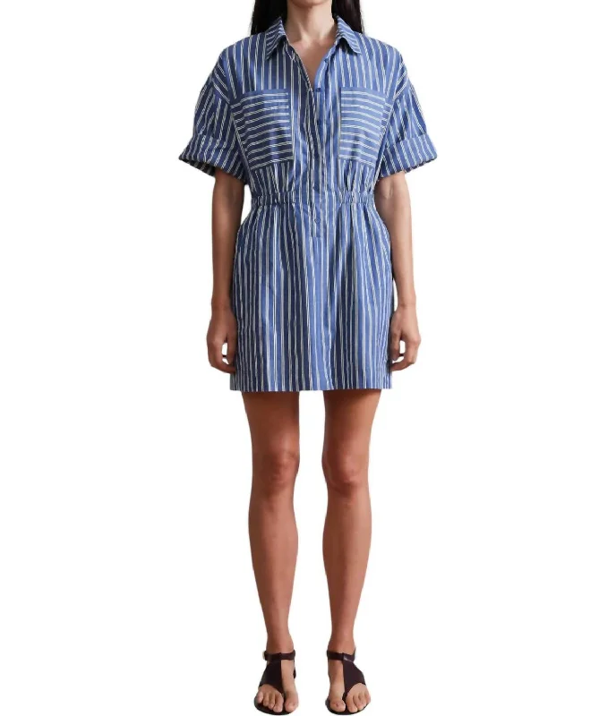 Evening women's dressesPalmera Mini Dress In Indigo Stripe