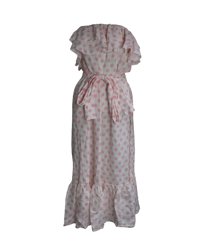 Sleeveless dresses for womenLisa Marie Fernandez Sabine Strapless Polka-Dot Maxi Dress In Pink Linen