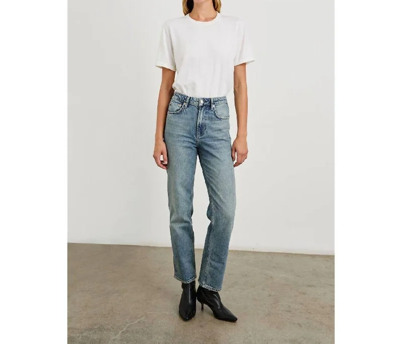 Leather-trimmed jeans for a luxurious touchTopanga Straight Leg Jeans In Desert Sky