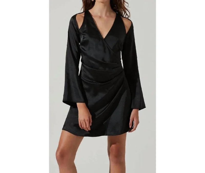 Bridal dresses for womenCut Out Long Sleeve Mini Dress In Black