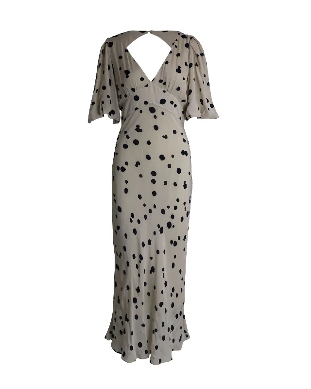 Short-sleeved dresses for womenBa&Sh V-Neck Polka Dot Maxi Dress in Beige Viscose