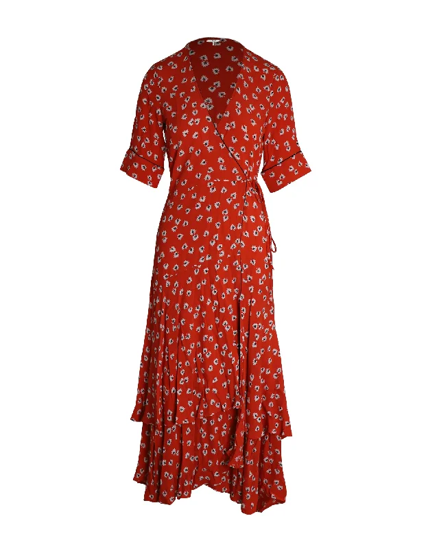 Checkered dresses for womenGanni Wrap-style Floral Maxi Dress in Red Viscose