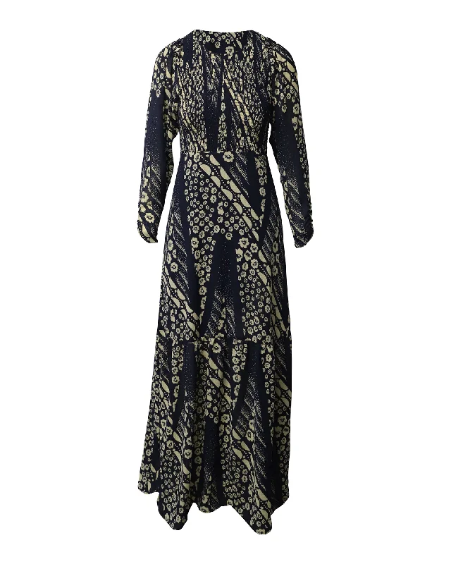 Patterned dresses for womenBa&Sh Printed Long Sleeve Maxi Dress in Navy Blue Polyester