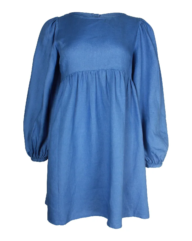 Workout dresses for active lifestylesReformation Ramone Long-sleeve Mini Dress in Blue Linen