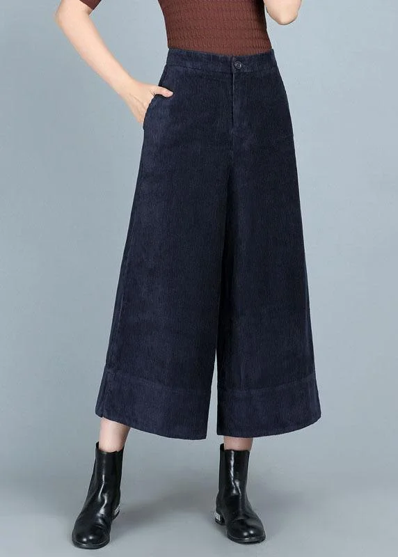 Sequined women's skirtsChic Blue Pockets Button Straight Fall Pants