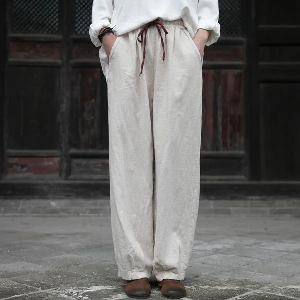 Mother of the bride dressesAutumn Winter 2020 New Casual Elastic Waist Lace Up Straight Pants