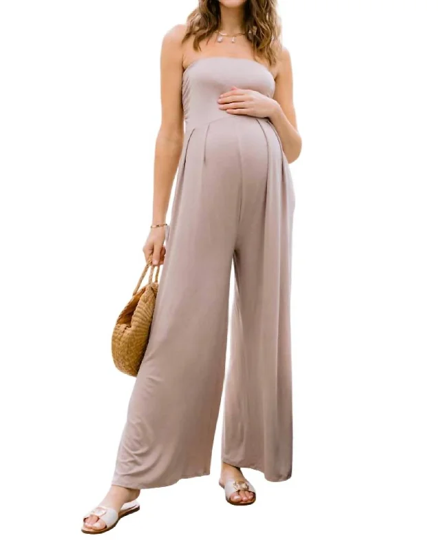 Stretch denim jeans with a low rise and fitted legs for a modern lookRuched Maternity Jupmsuit In Mocha