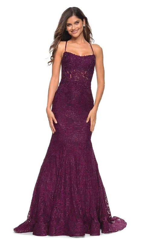 Lace dresses for womenLa Femme - 30467 Sleeveless Embroidered Long Dress