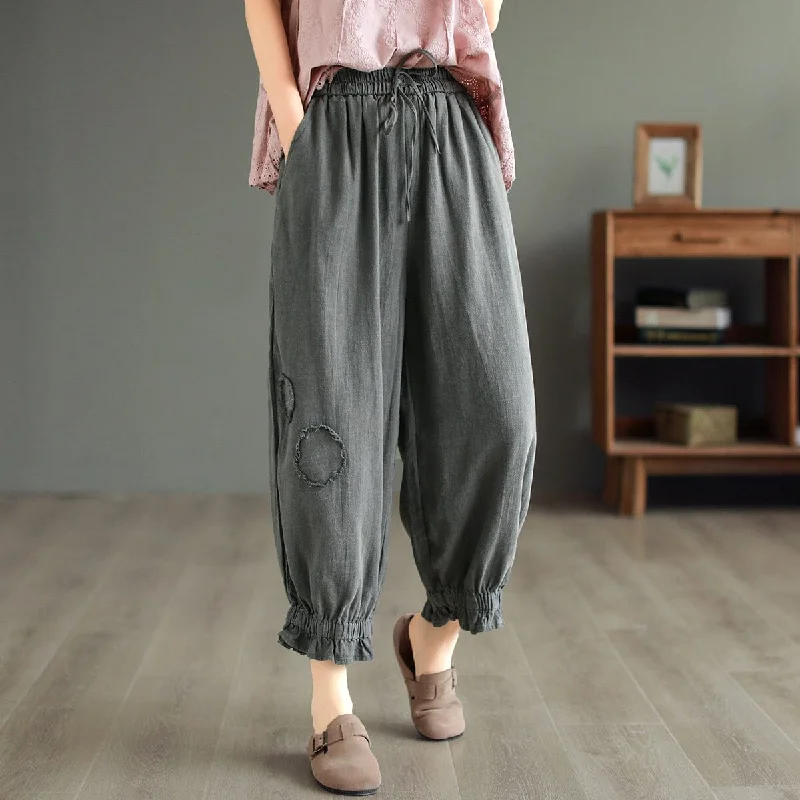 Bubble women's skirts2023 Loose Retro Bloomers Linen Pants