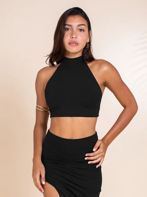 High-slit women's skirtsAlexa Top - Black Onyx