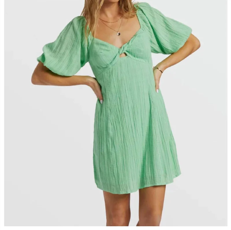 Sleeveless dresses for womenSol Puff Sleeve Mini Dress In Green