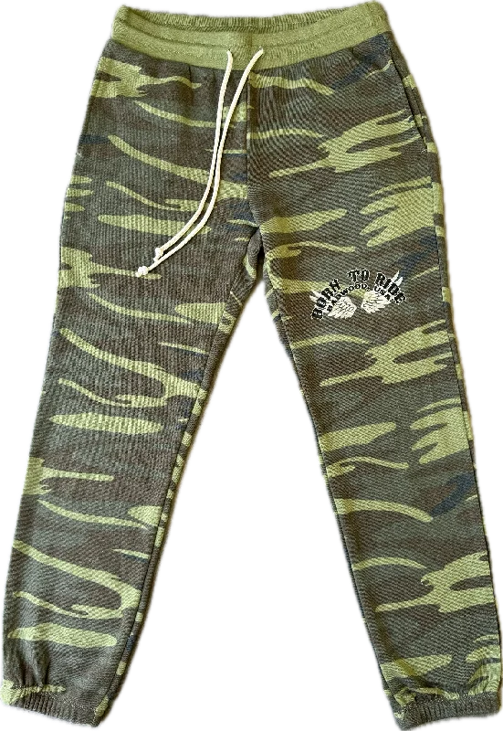 Designer women's shorts"BORN TO RIDE" Women's Sweatpants in CAMO