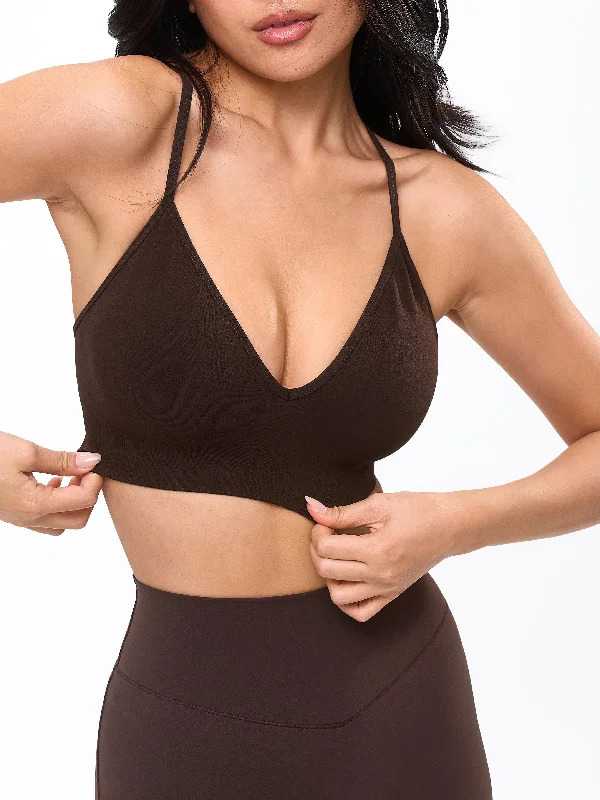 bodysuit lingerie stylesPlunge Seamless Sports Bra - Cold Brew