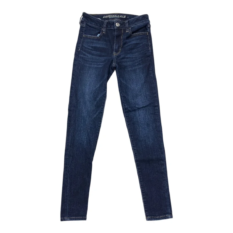 Jeans with contrast stitching and patchwork detailsJeans Skinny By American Eagle In Blue Denim, Size:2