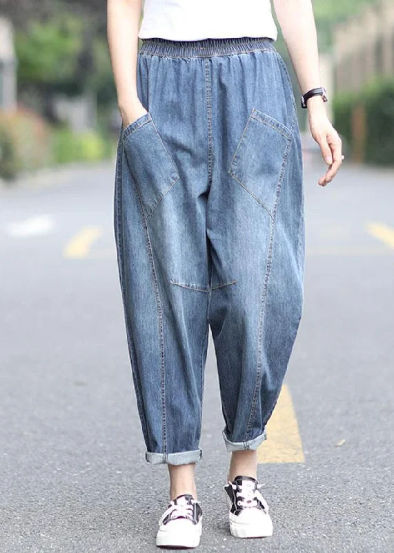 Skinny women's leggingsBlue Pockets Summer Pants Denim