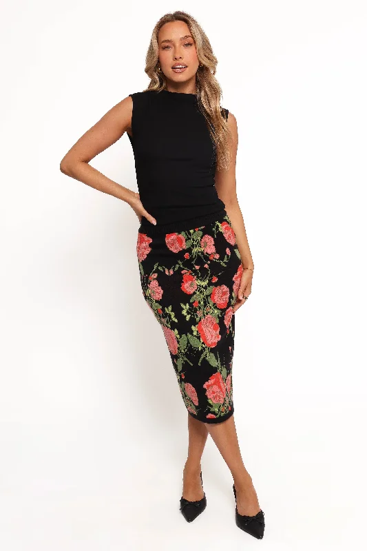 Maternity women's leggingsReeva Knit Skirt - Black Floral