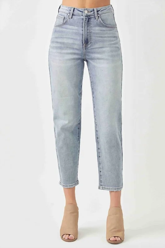 Jeans with a distressed finish for an effortless styleMom Fit Jeans In Light Wash