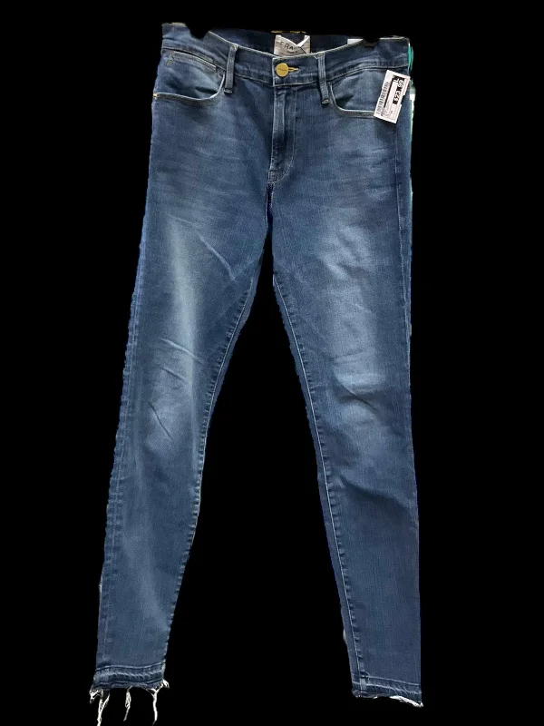 Stretch denim jeans with a high stretch factor for comfort and mobilityJeans Skinny By Frame In Blue Denim, Size: Xs