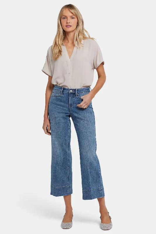 Jeans with a heavyweight denim fabric for durability and warmth in colder weatherTeresa Wide Leg Ankle Jeans - Majorca Bay