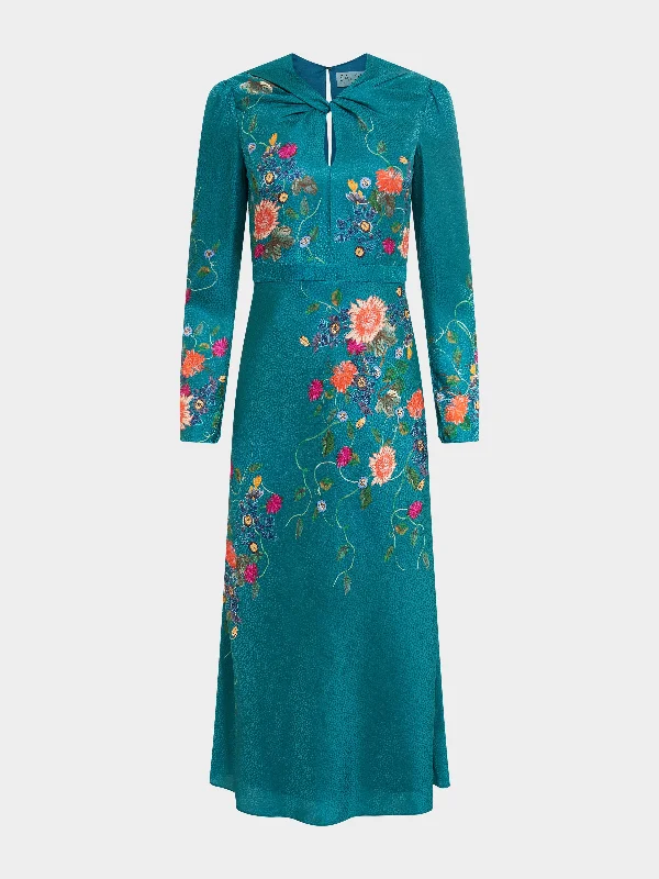 Women's casual dressesClaudia Midi Dress in Peacock Flori