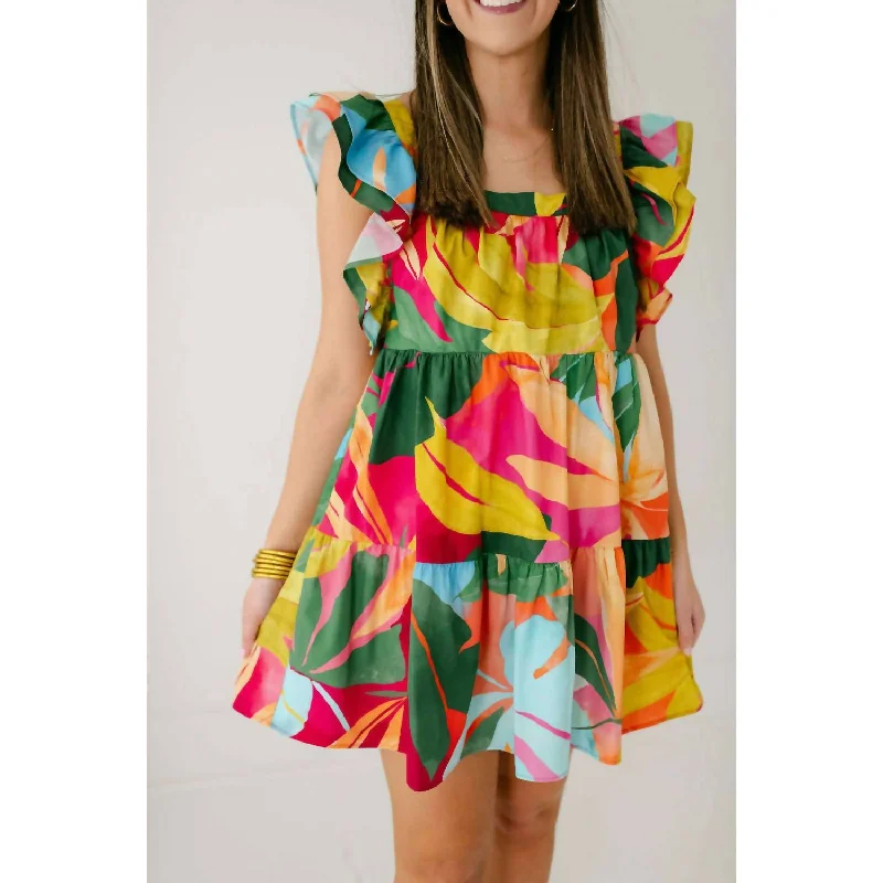 Short-sleeved dresses for womenKyra Mini Dress In Tropical Print