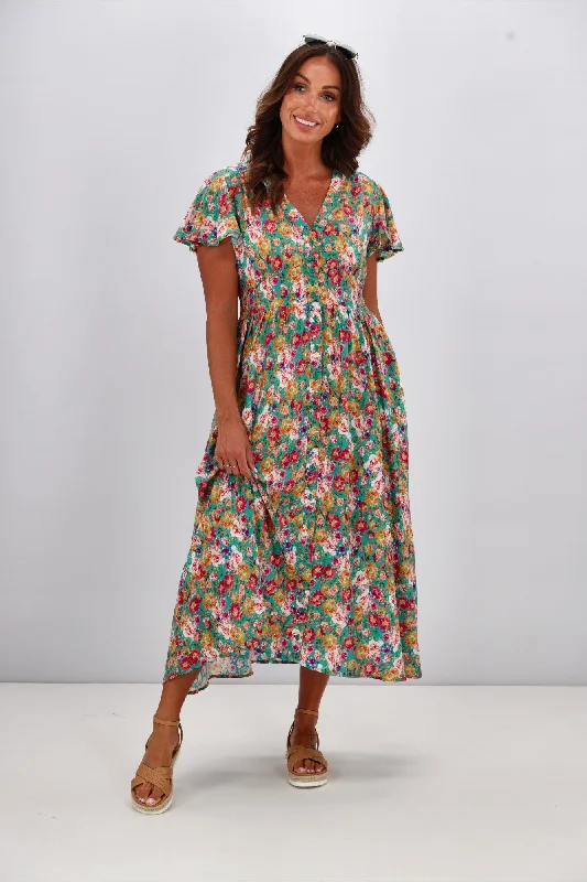 A-line dresses for womenSunday Boho Kayela Midi Dress Floral Green