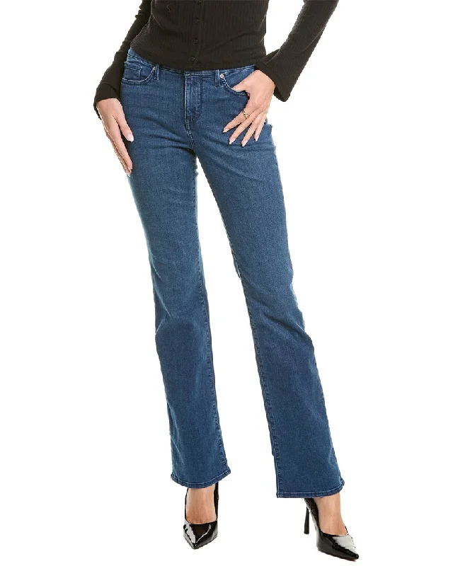 Jeans with a faux leather patch at the back pocketNYDJ Barbara Habana Bootcut Jean