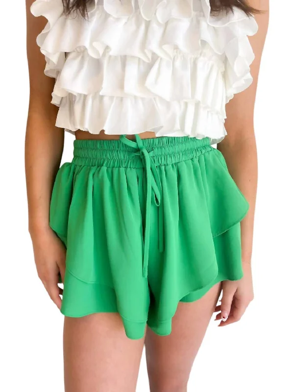 Sequined women's skirtsSeaside Ruffle Shorts In Green