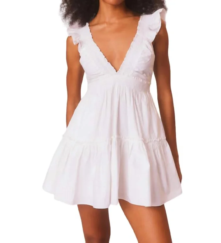 Short and sweet dresses for womenPoplar Flutter Sleeve Mini Dress In White