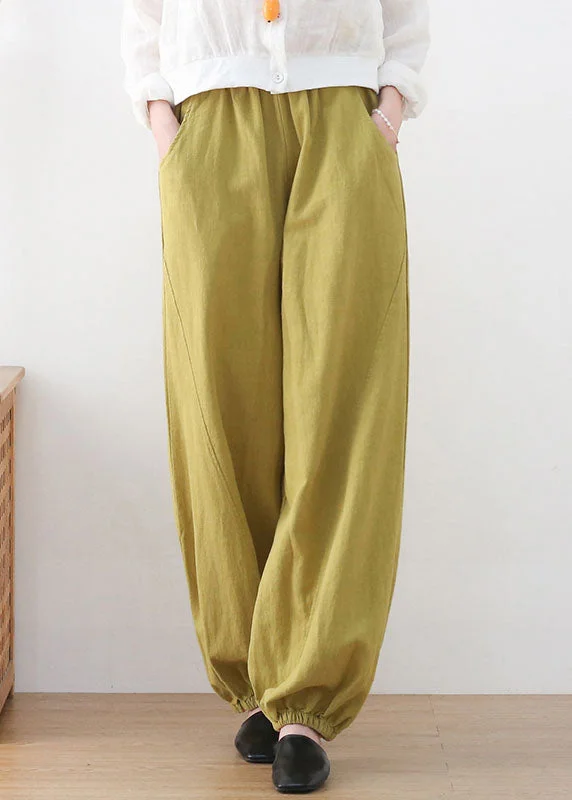 A-line women's dressesBohemian Ginger Elastic Waist Linen Beam Pants Summer