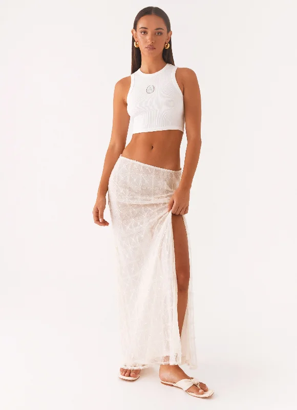 Maxi women's dressesOpal Sequin Maxi Skirt - White